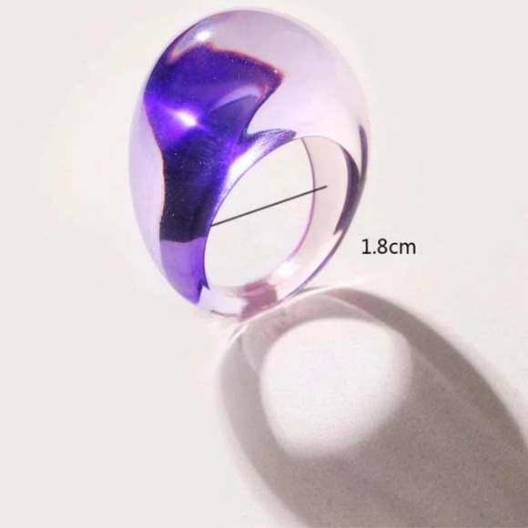 Oversized Ring Purple Ombre Acrylic Ring Big Ring Translucent Cocktail Ring NEW - Picture 7 of 7